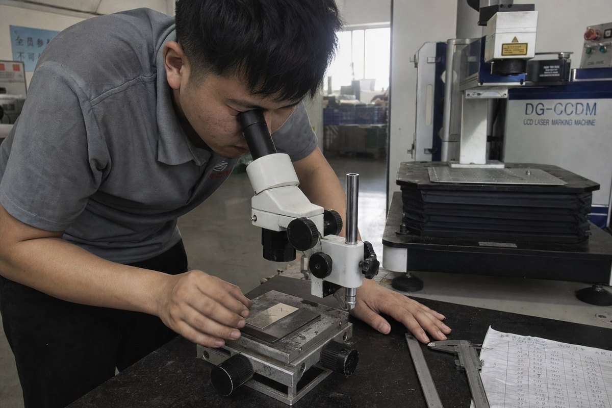 Sample materials like aluminum, steel, and ABS used to evaluate anti-shake and focus precision (ID#4)