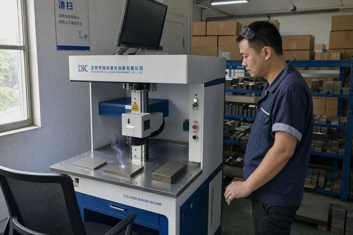 Testing auto-focus by marking workpieces of varying thickness without manual adjustment (ID#3)