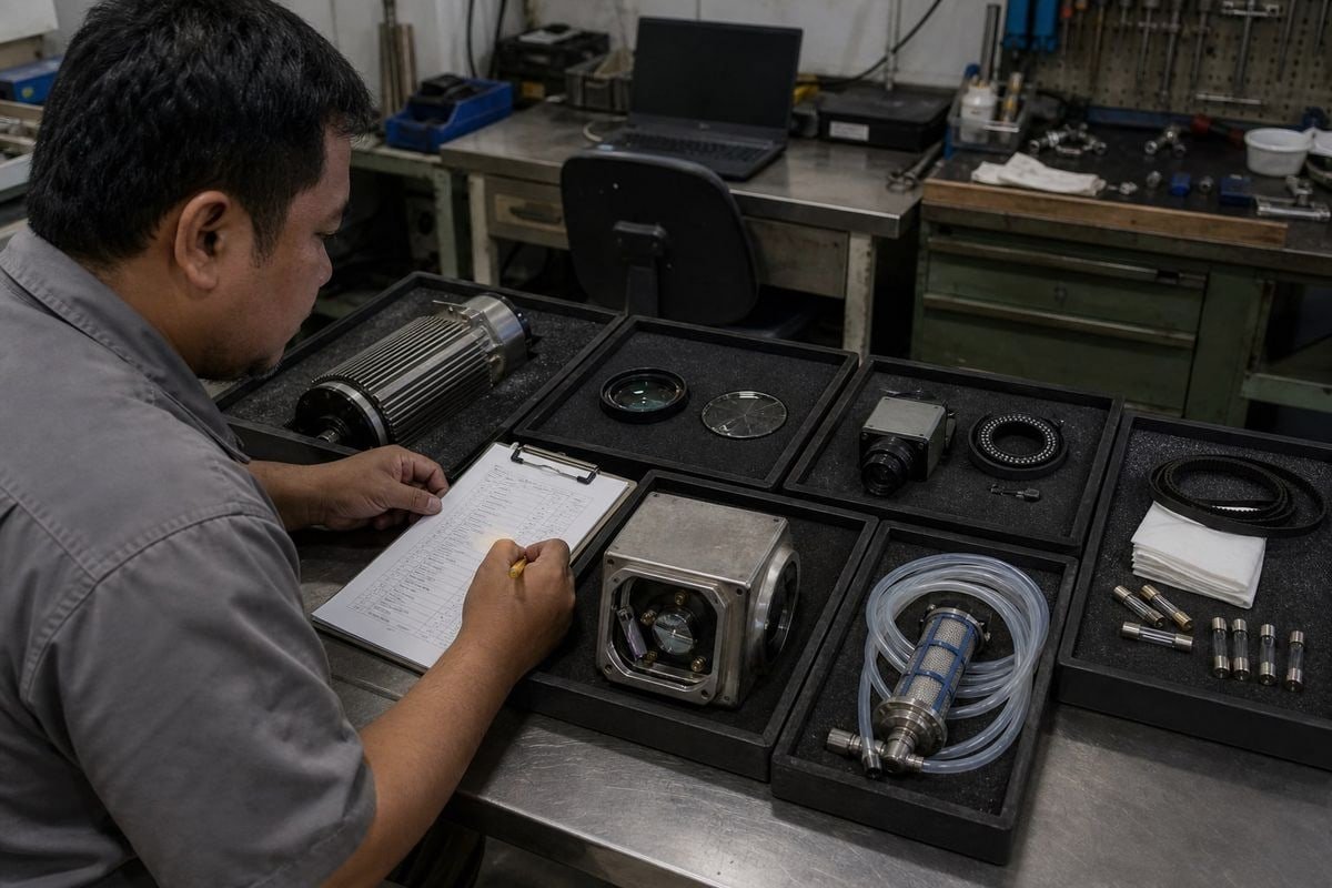 Spare Parts Budgeting Six spare part groups to budget for CCD laser marking machine maintenance (ID#2)