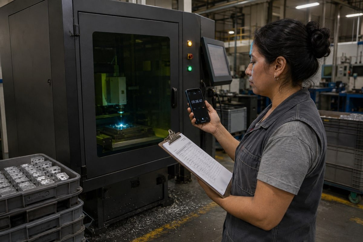 Live factory acceptance test confirming CCD laser marking positioning precision on samples (ID#5)