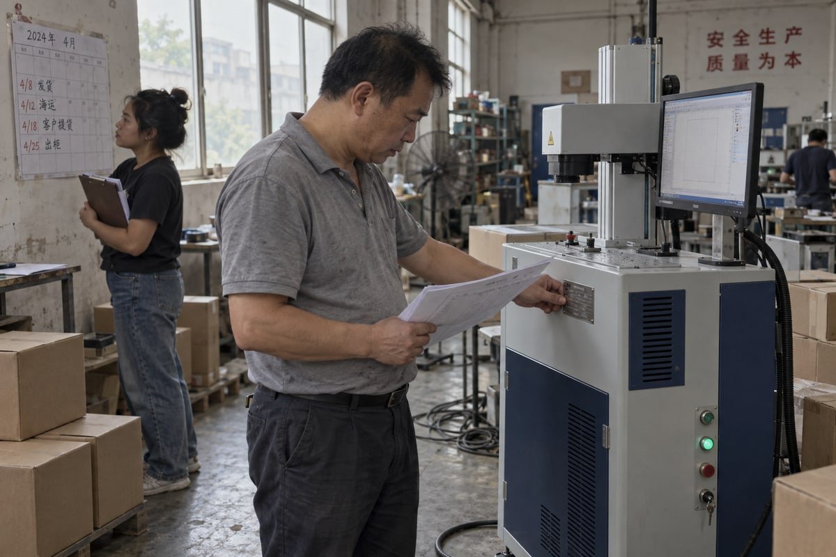 Verifying supplier reliability for timely Certificate of Origin on CCD laser marking machines (ID#1)