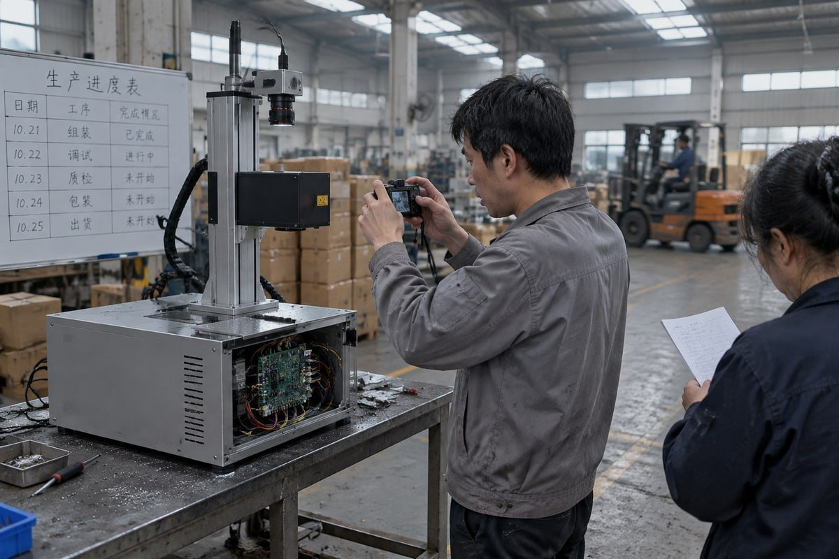 Tracking production status of a CCD laser marking machine order step by step (ID#1)